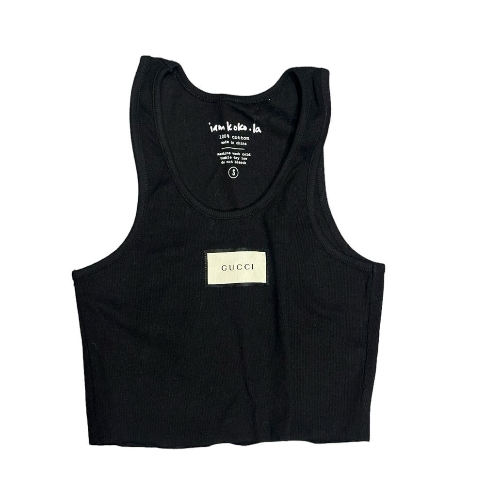 I Am Koko LA Gucci Label Black Tank Top